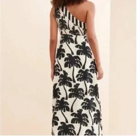 FARM Rio One-Shoulder Black and White Palm Dress - Picture 2 of 6